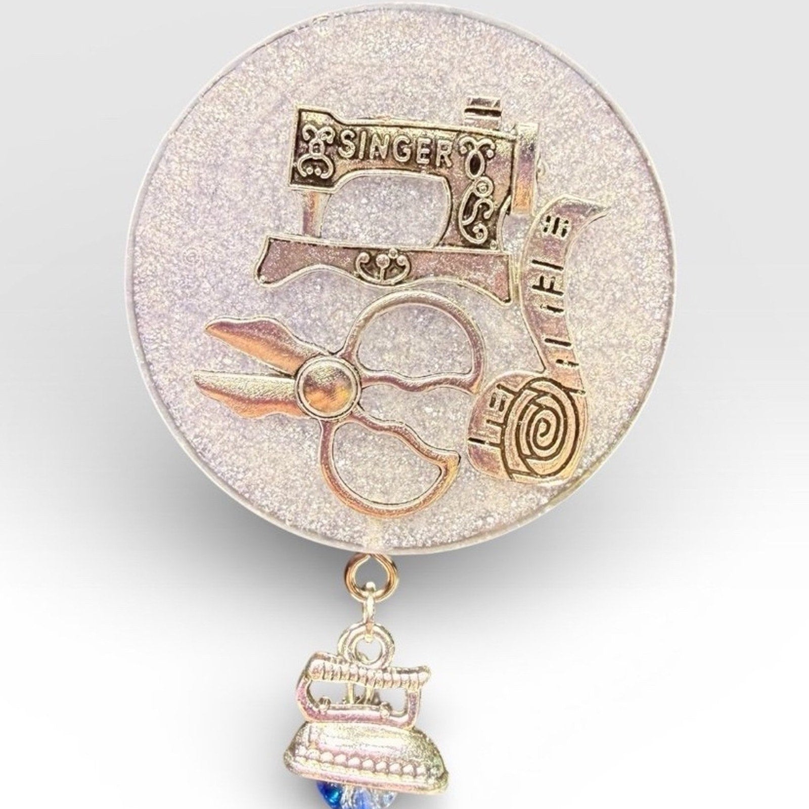 Handmade Resin Sewing Magnet Singer Machine Scissors Dangle Charm Gift