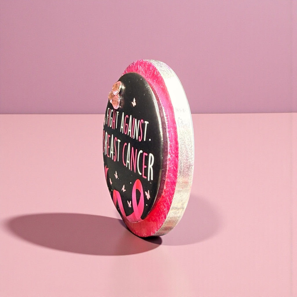 Handcrafted Resin Breast Cancer Awareness Magnet Pink Ribbon Courage Gift