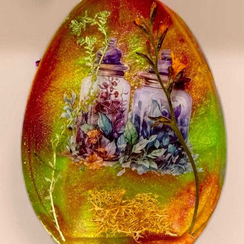 Handcrafted Resin Egg Art Set of 3 Enchanted Story Spring ChiliBeanCollection