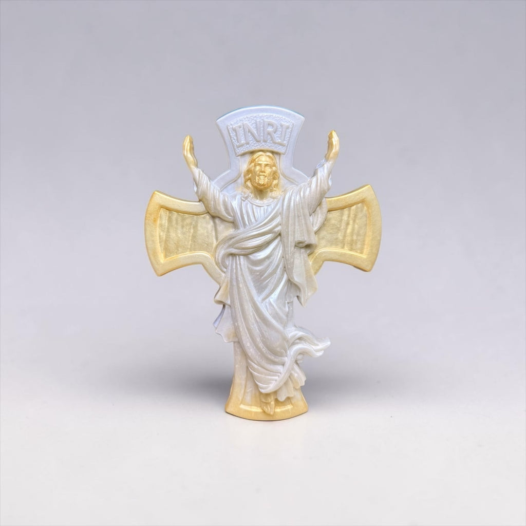 Pearlescent Jesus Cross Decor | Christian Gift | Faith Inspired Home Crucifix