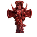 Burgundy Catholic Cross Wall Decor Faith Inspired Home Accent Handcrafted Resin