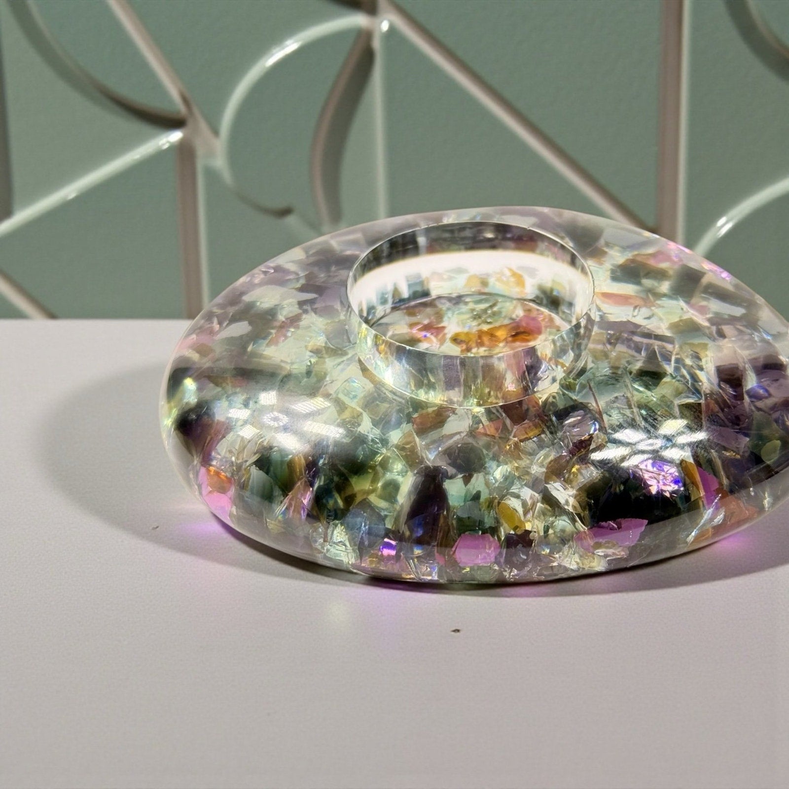Handcrafted Resin Candle Holder Iridescent Soulkeeper Series ChiliBeanCollection