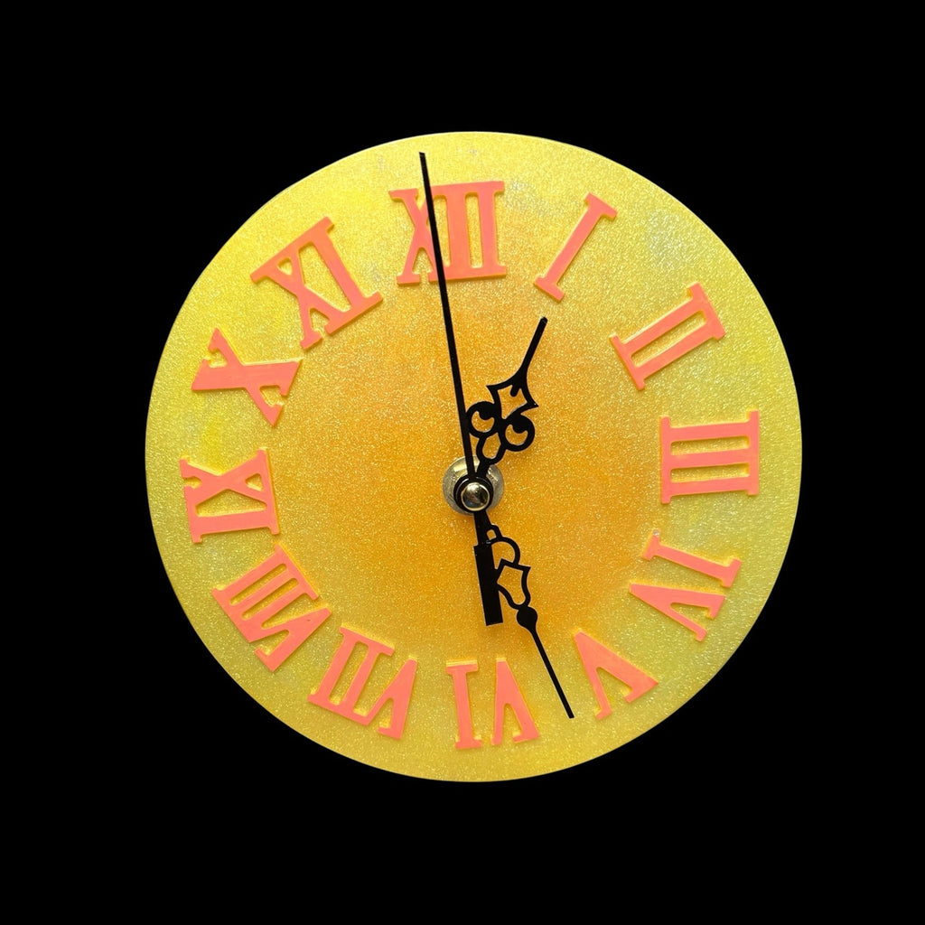 Yellow/Orange Resin Clock | Bright Retro Desk Clock | Functional Art Home Decor