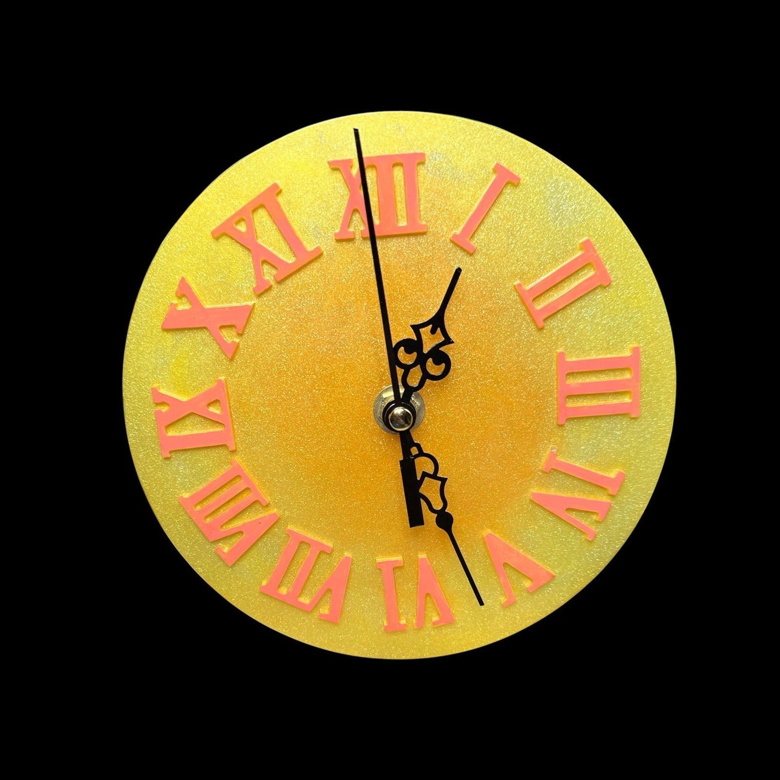 Yellow/Orange Resin Clock | Bright Retro Desk Clock | Functional Art Home Decor