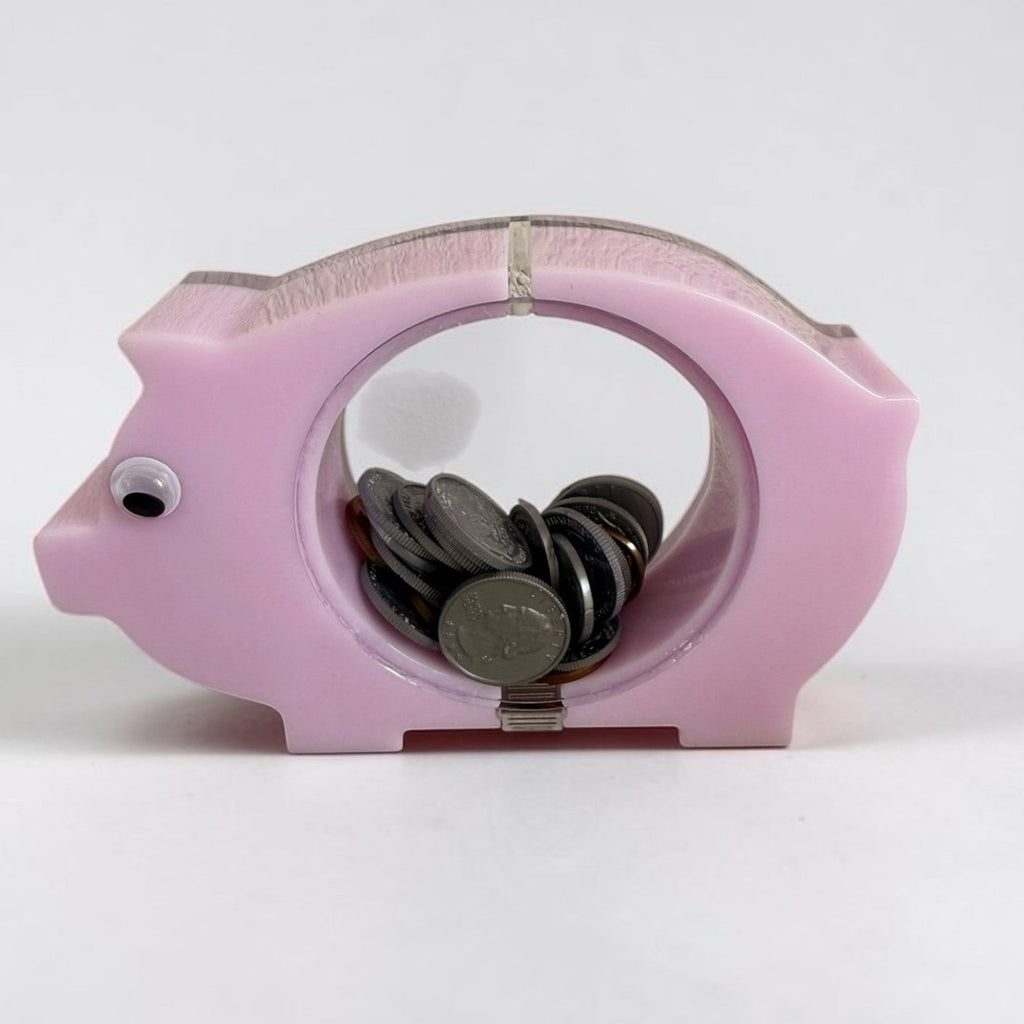 Handmade Resin Piggy Coin Bank | Cute Pink Pig Coin Holder | Fun Savings Gift |