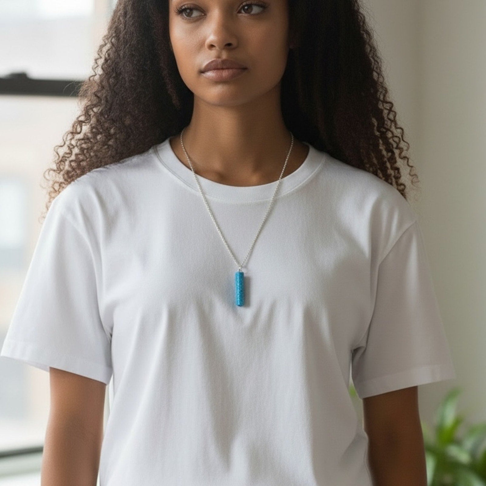 Handmade Blue Resin Pendant Necklace – One of a Kind Statement Jewelry