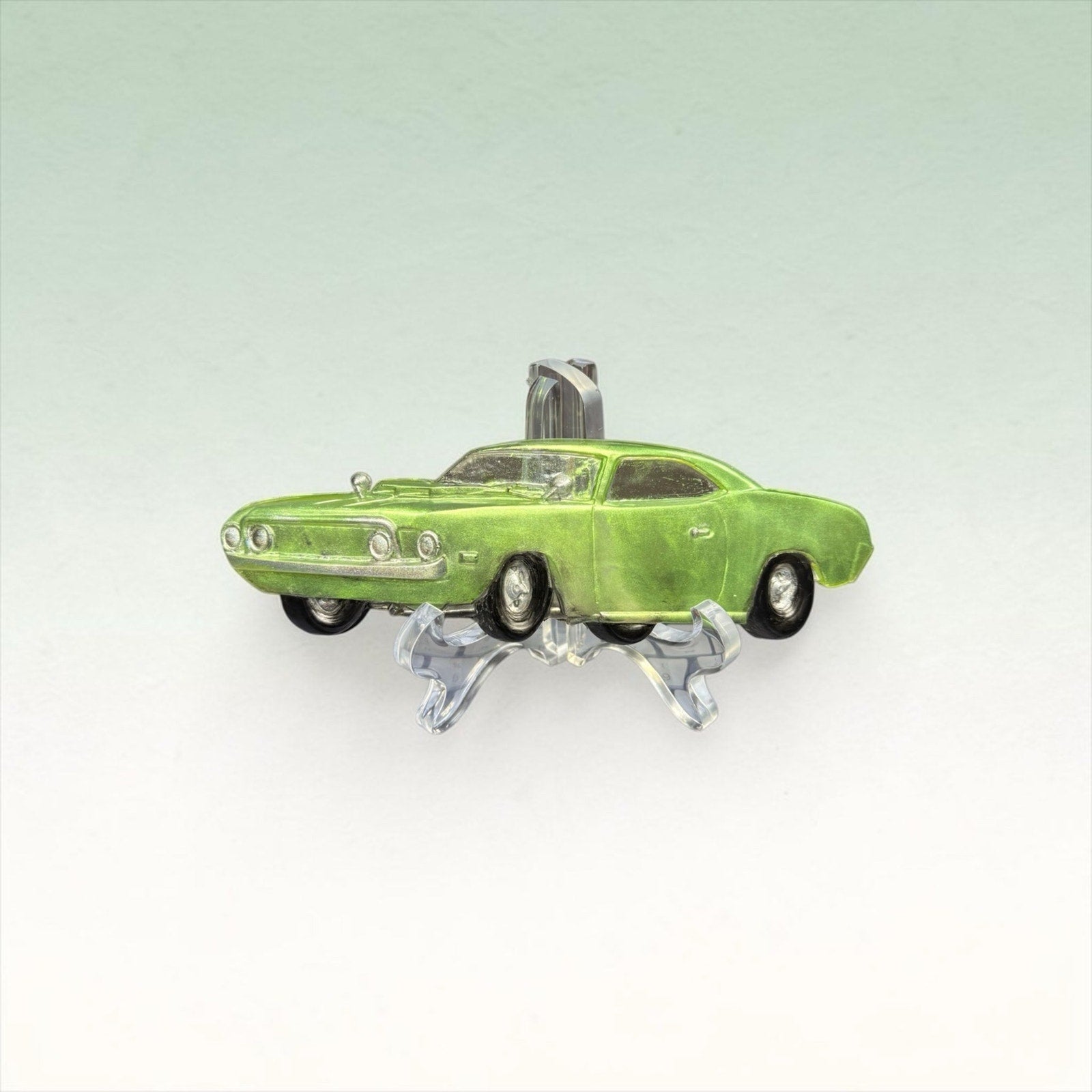 Green Classic Muscle Car Decor | Retro Auto Collectible Handcrafted Resin Gift