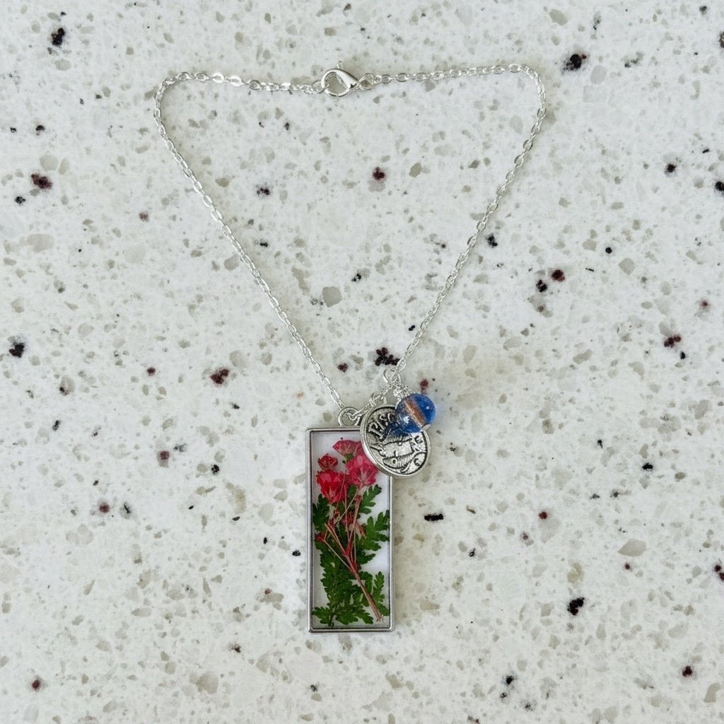 Custom Birth Flower Zodiac Birthstone Necklace – Keepsake Jewelry Gift - Resin