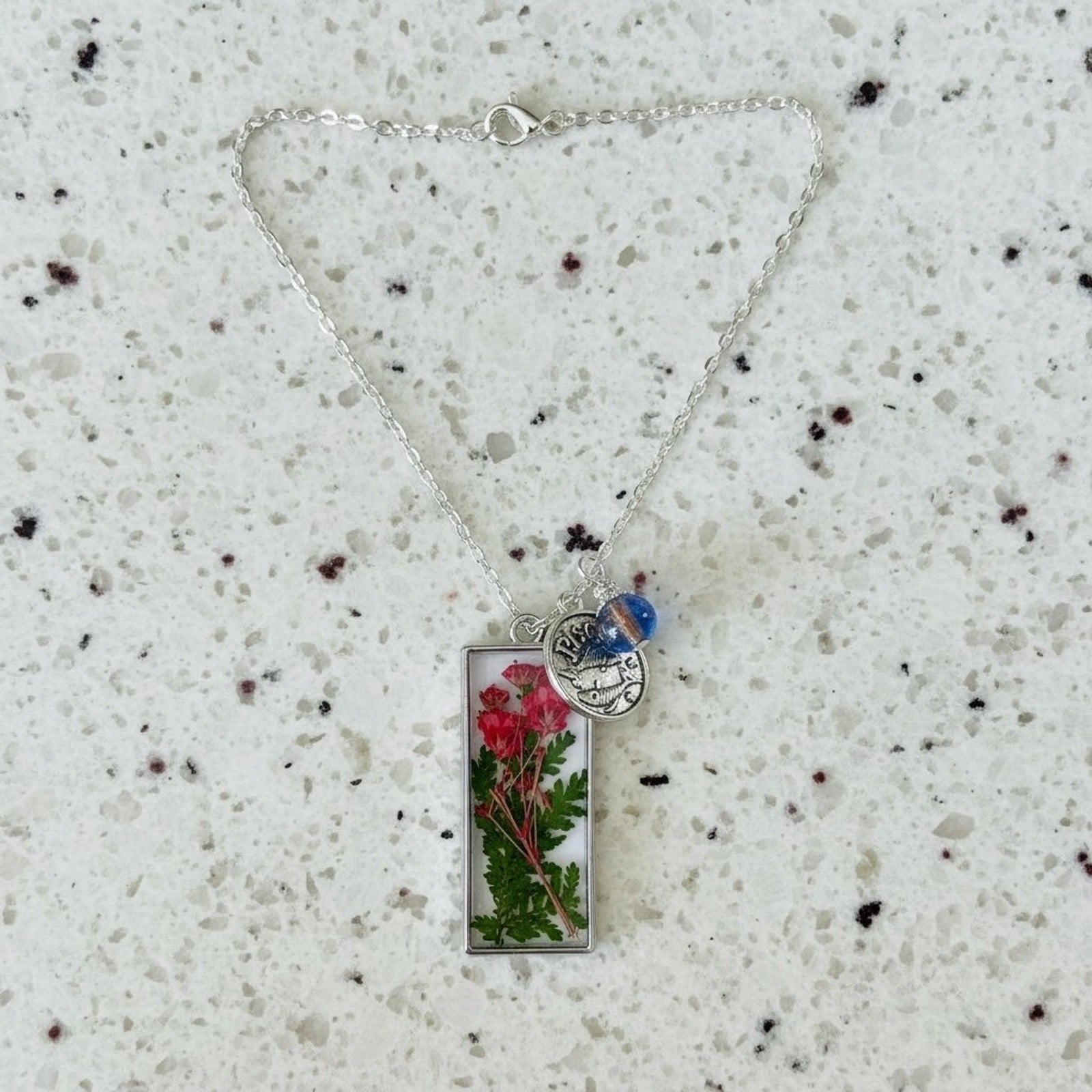 Custom Birth Flower Zodiac Birthstone Necklace – Keepsake Jewelry Gift - Resin