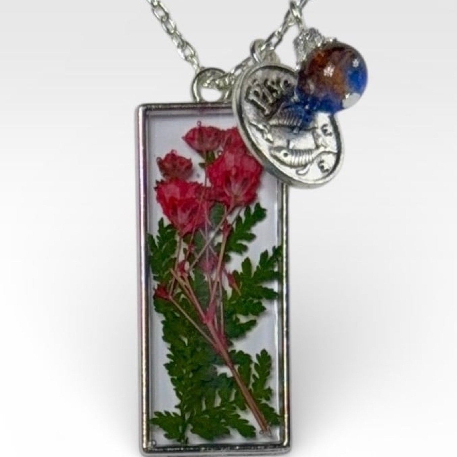 Custom Birth Flower Zodiac Birthstone Necklace – Keepsake Jewelry Gift - Resin