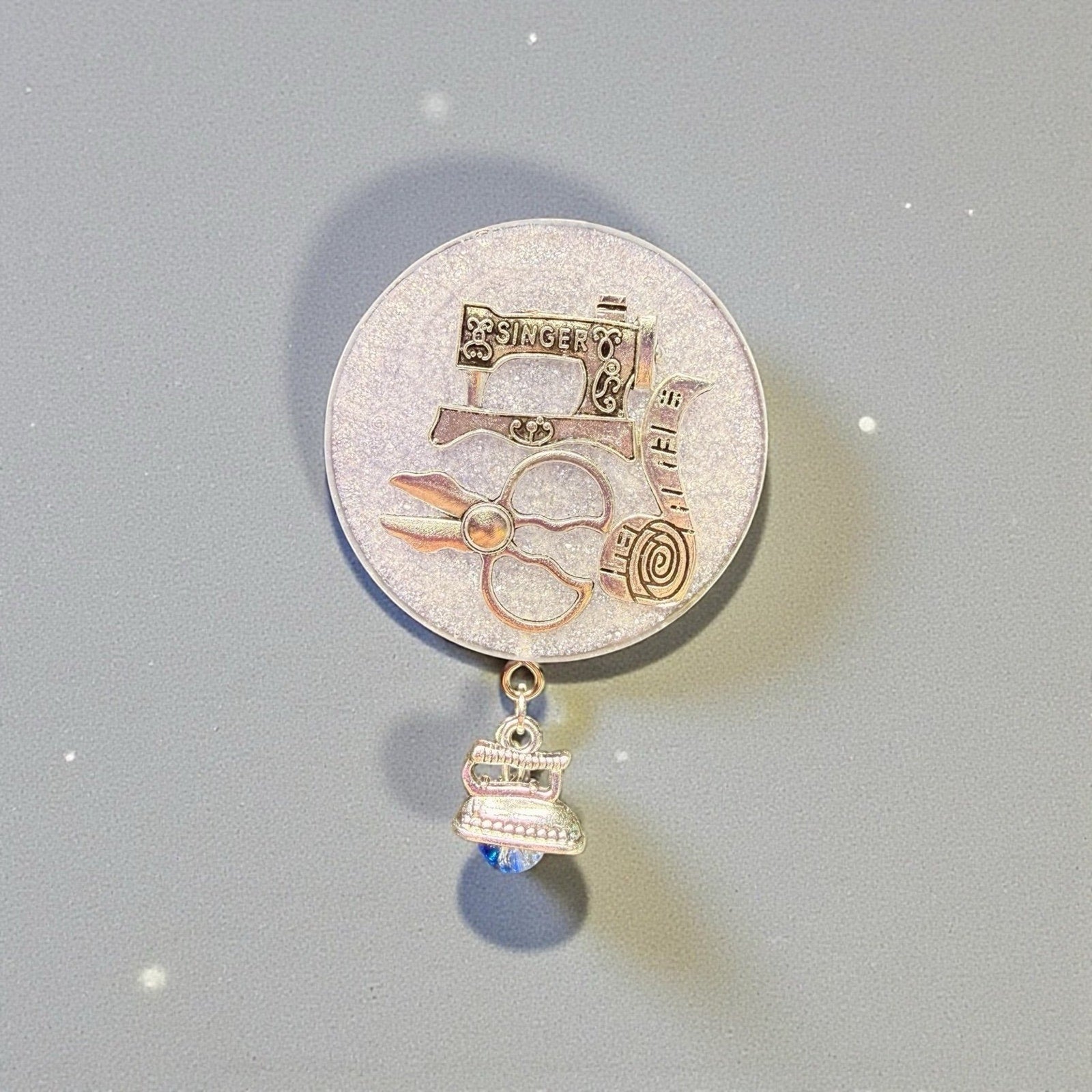 Handmade Resin Sewing Magnet Singer Machine Scissors Dangle Charm Gift