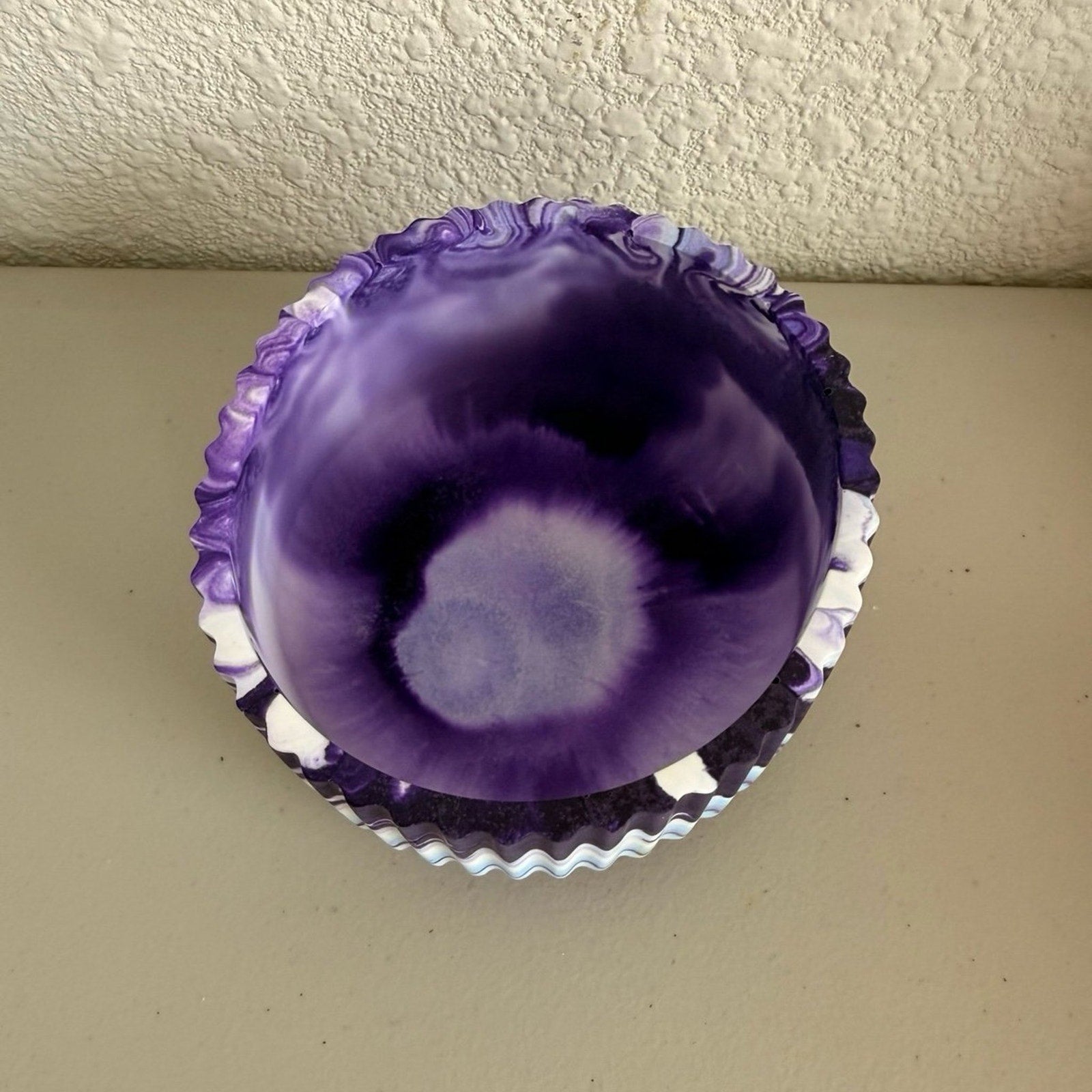 Handmade Eco Resin Bowl | Purple Marbled Catch-All | Modern Decorative Bowl