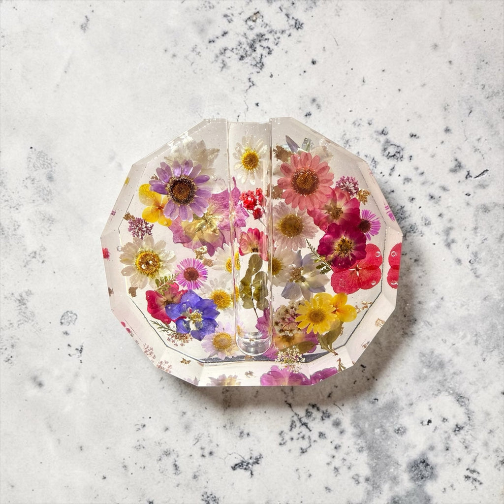 Handmade Pressed Flower Bud Vase | Real Dried Flowers in Crystal Clear Resin |
