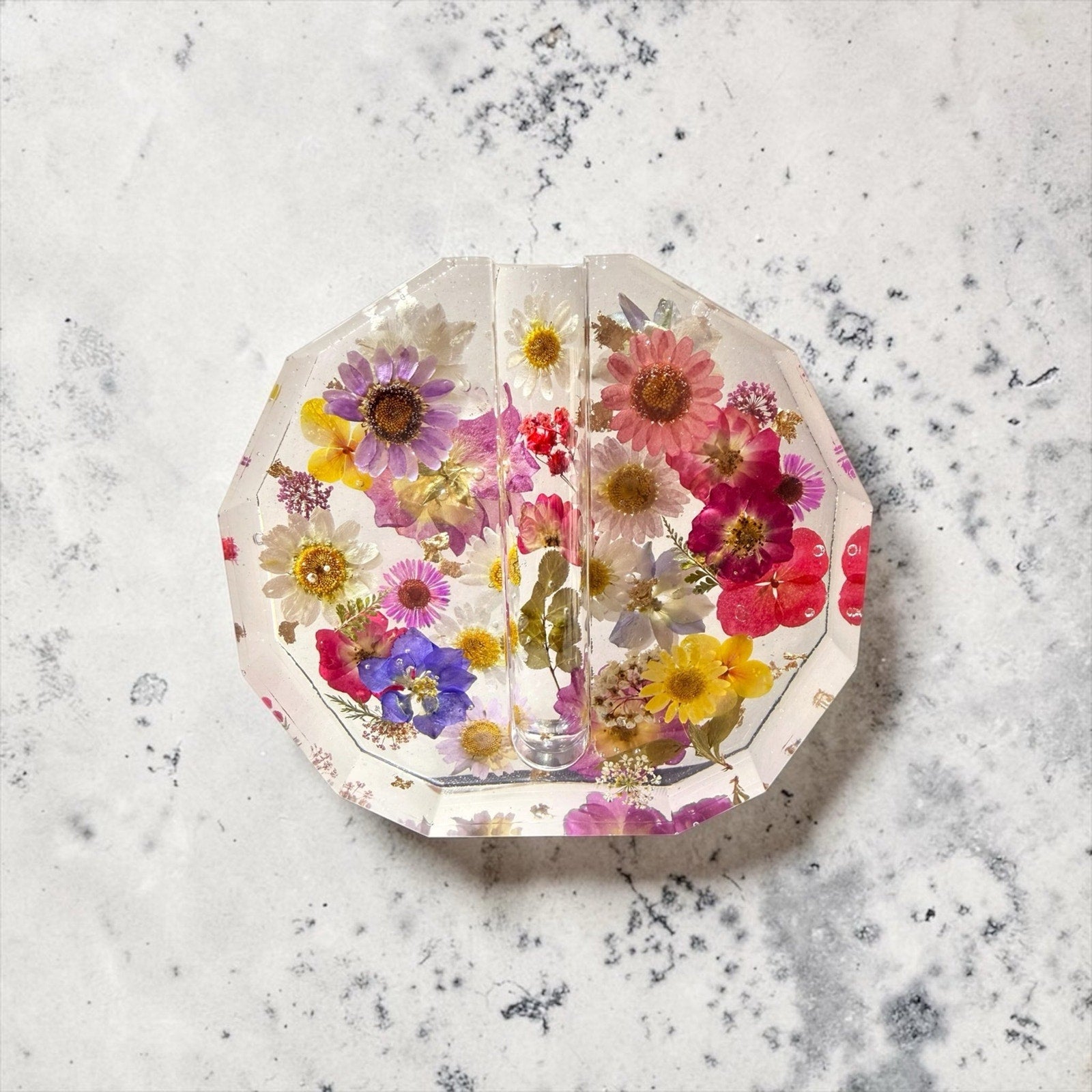Handmade Pressed Flower Bud Vase | Real Dried Flowers in Crystal Clear Resin |