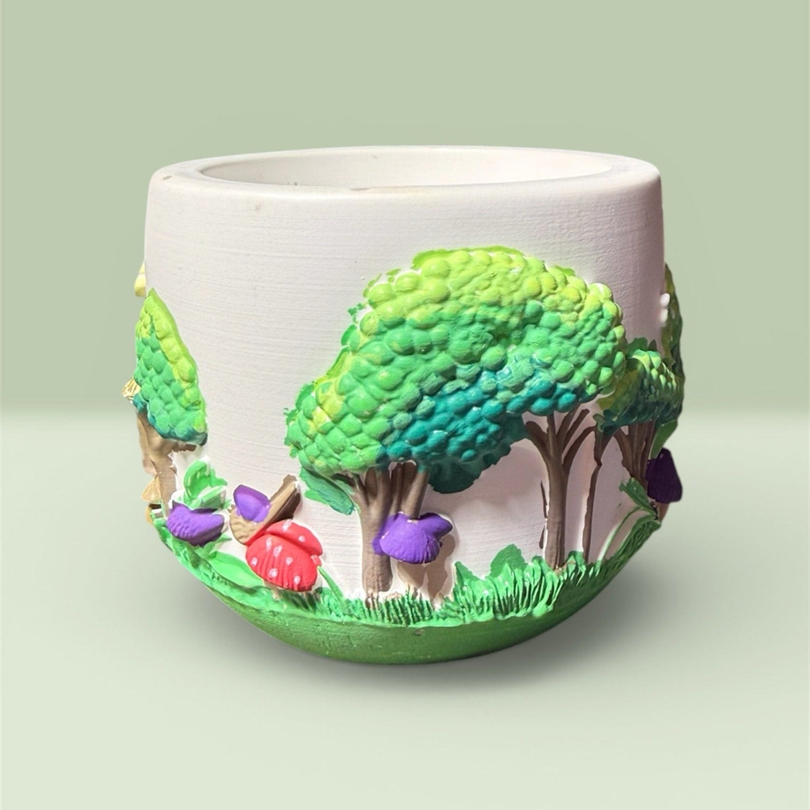 Fairy Cottage Trinket Jar Mushroom House Woodland Decor Whimsical Handcrafted