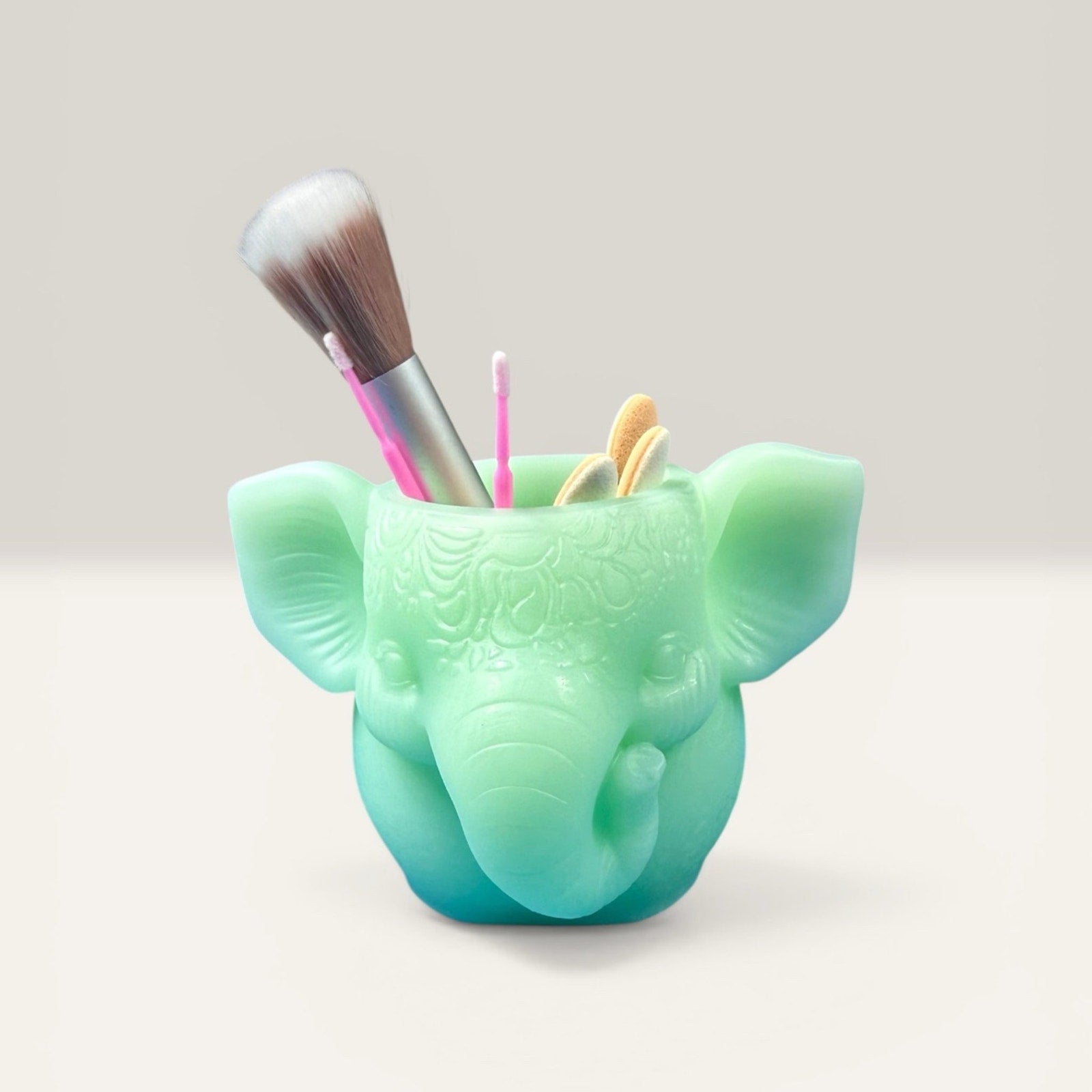 Handmade Epoxy Resin Elephant Organizer Holder Boho Desk Decor Cute Vanity Cup