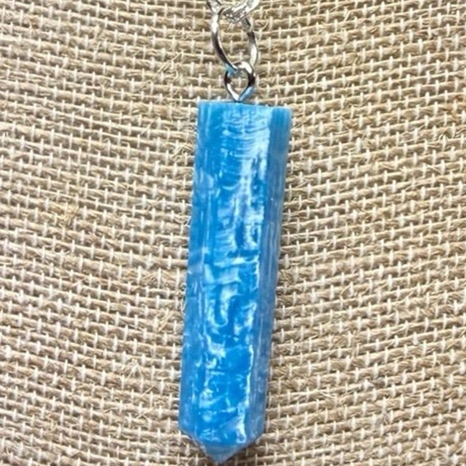 Handmade Blue Resin Pendant Necklace – One of a Kind Statement Jewelry
