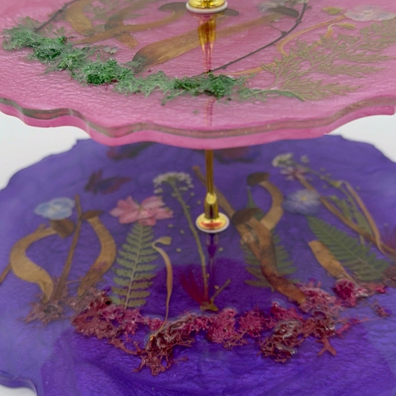 Hidden Grove Tiered Stand | Handcrafted Woodland Resin Display Tray | Botanical