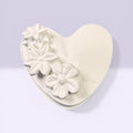 Heart Keepsake Box Jewelry Holder Floral Lid.  Handcrafted Eco Resin White