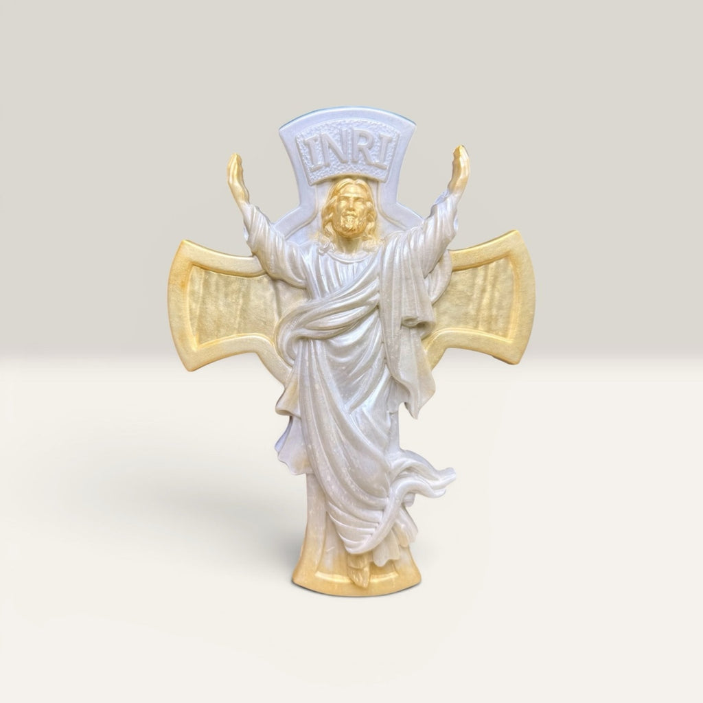 Pearlescent Jesus Cross Decor | Christian Gift | Faith Inspired Home Crucifix
