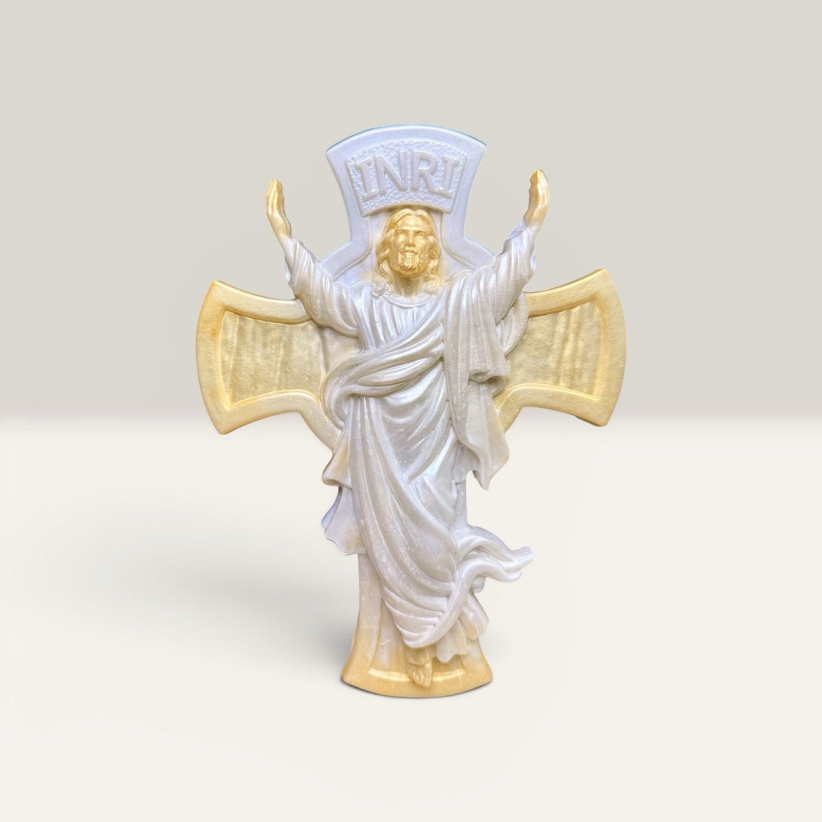 Pearlescent Jesus Cross Decor | Christian Gift | Faith Inspired Home Crucifix