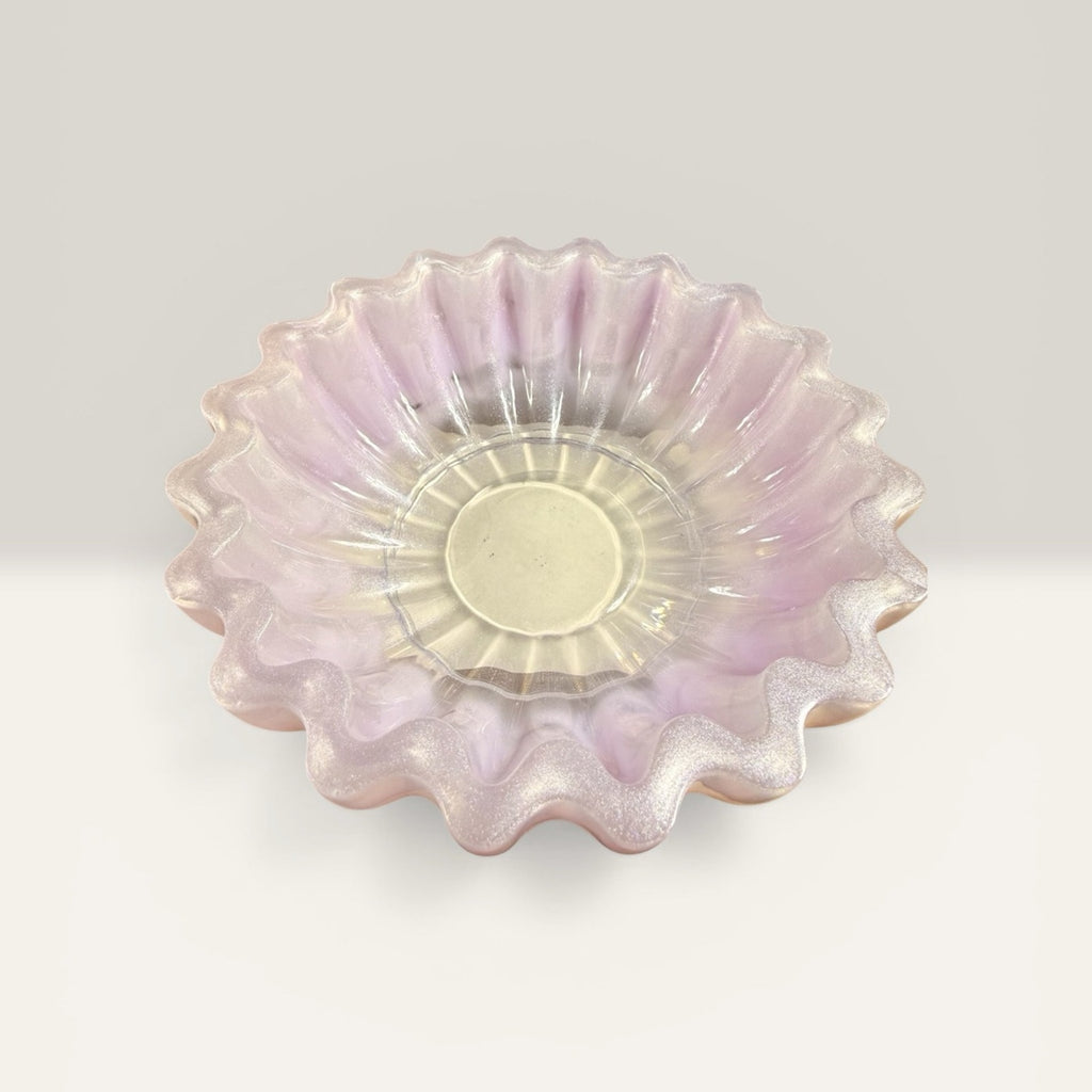 Handcrafted Resin Catchall Bowl Pink Shimmer Jewelry Dish Vanity Decor Boho