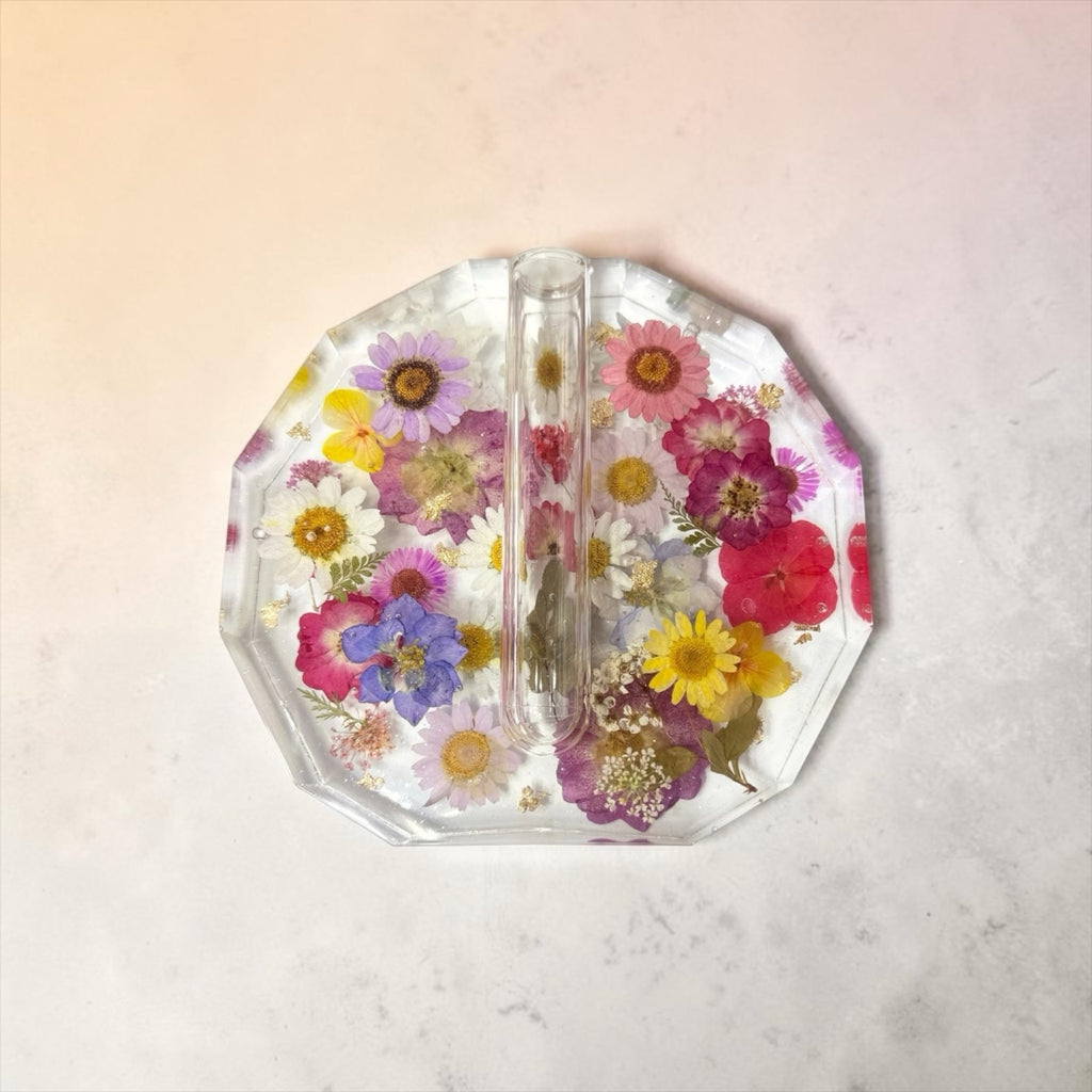 Handmade Pressed Flower Bud Vase | Real Dried Flowers in Crystal Clear Resin |