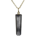 Black Resin Crystal Point Pendant Necklace – Gold Chain, Minimalist & Mystical