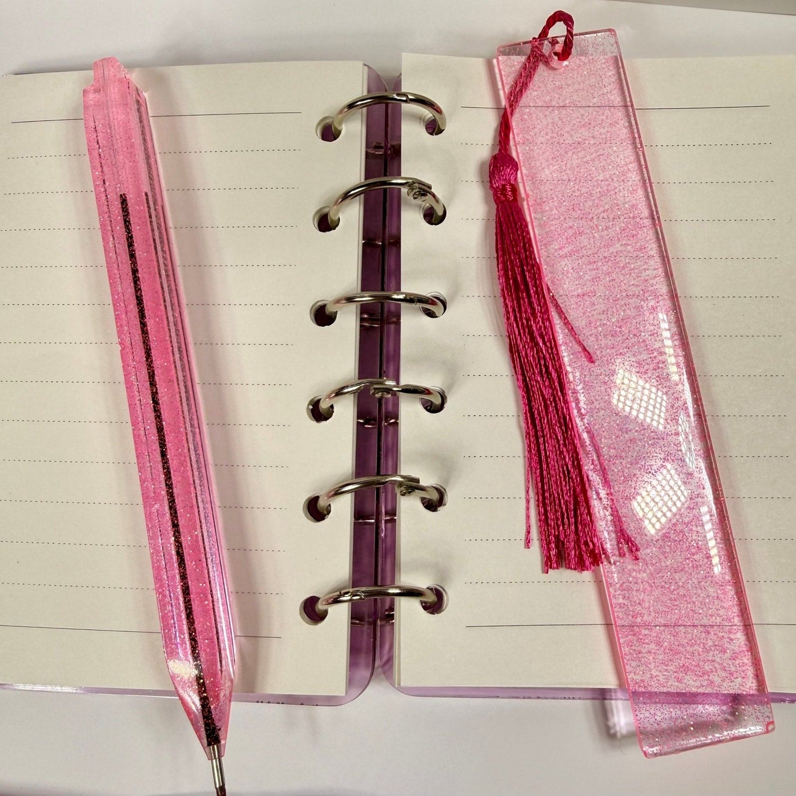 Handmade Resin Notebook Set A7 Moon Celestial w/ Handmade Pens and Bookmarks