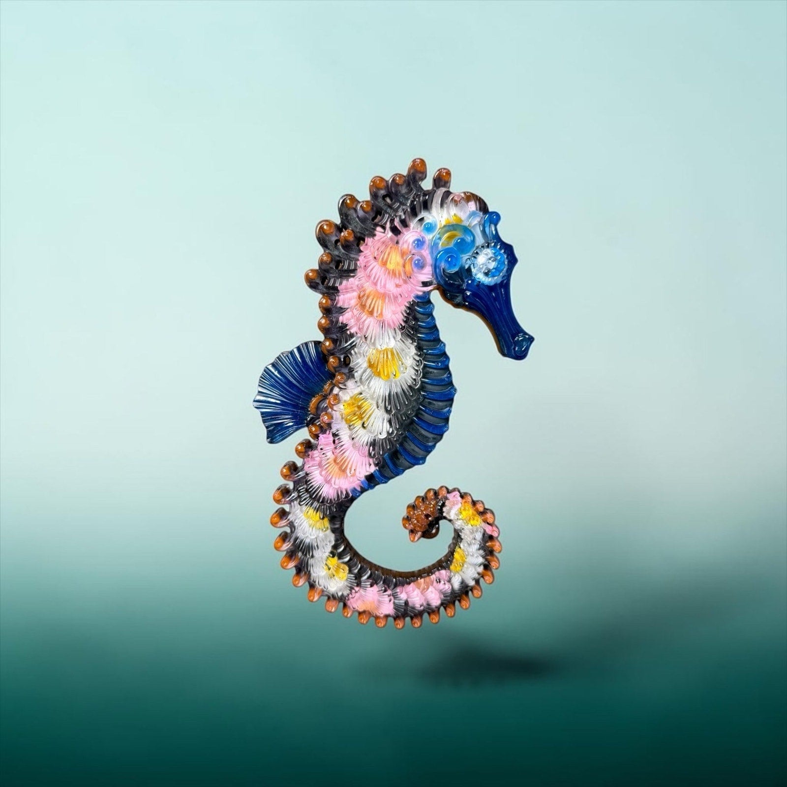 Tideborn Seahorse | Handcrafted Resin Coastal Wall Art | Sculptural Ocean Décor