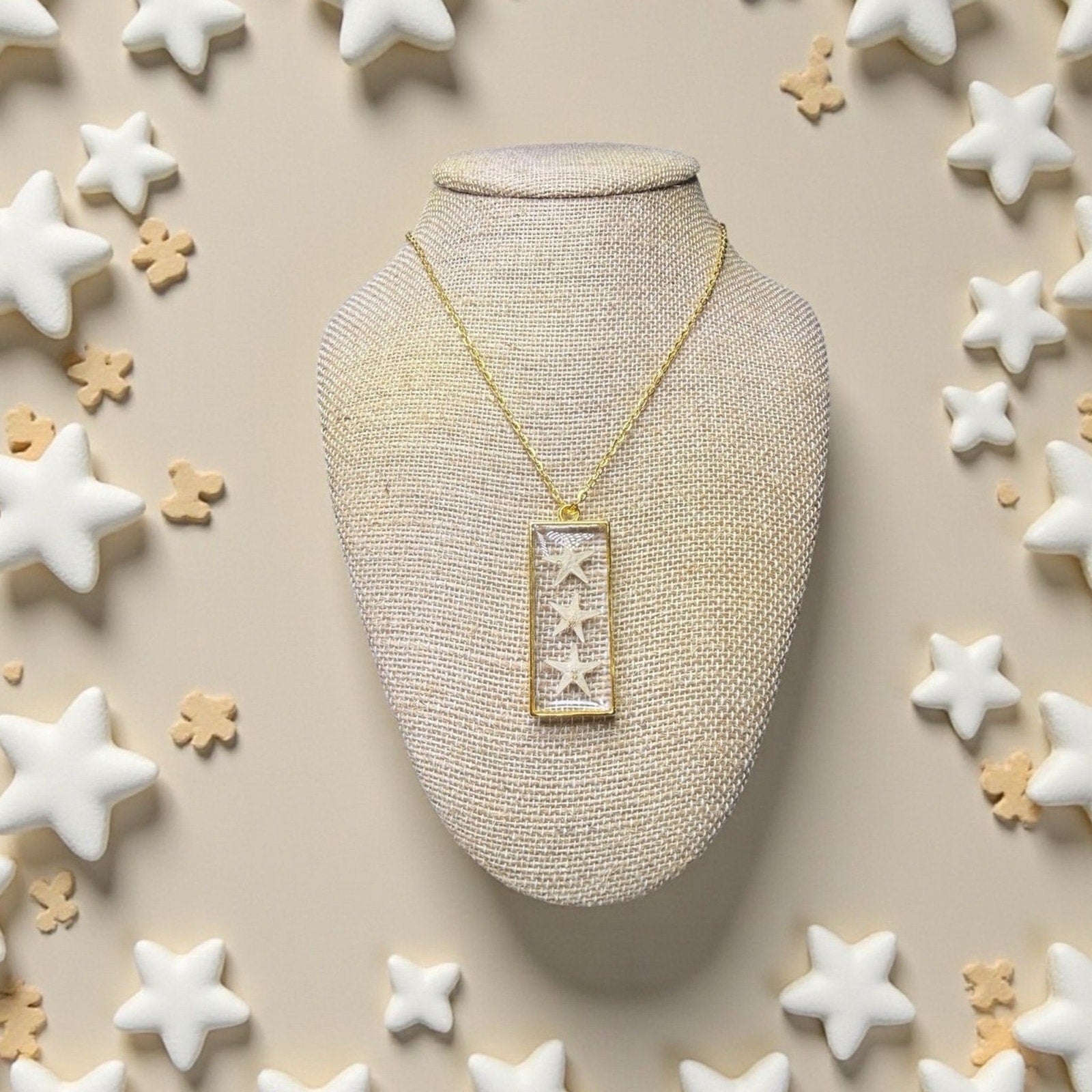 Starfish Resin Pendant Necklace |Coastal Ocean Jewelry | Beach-Inspired Handmade