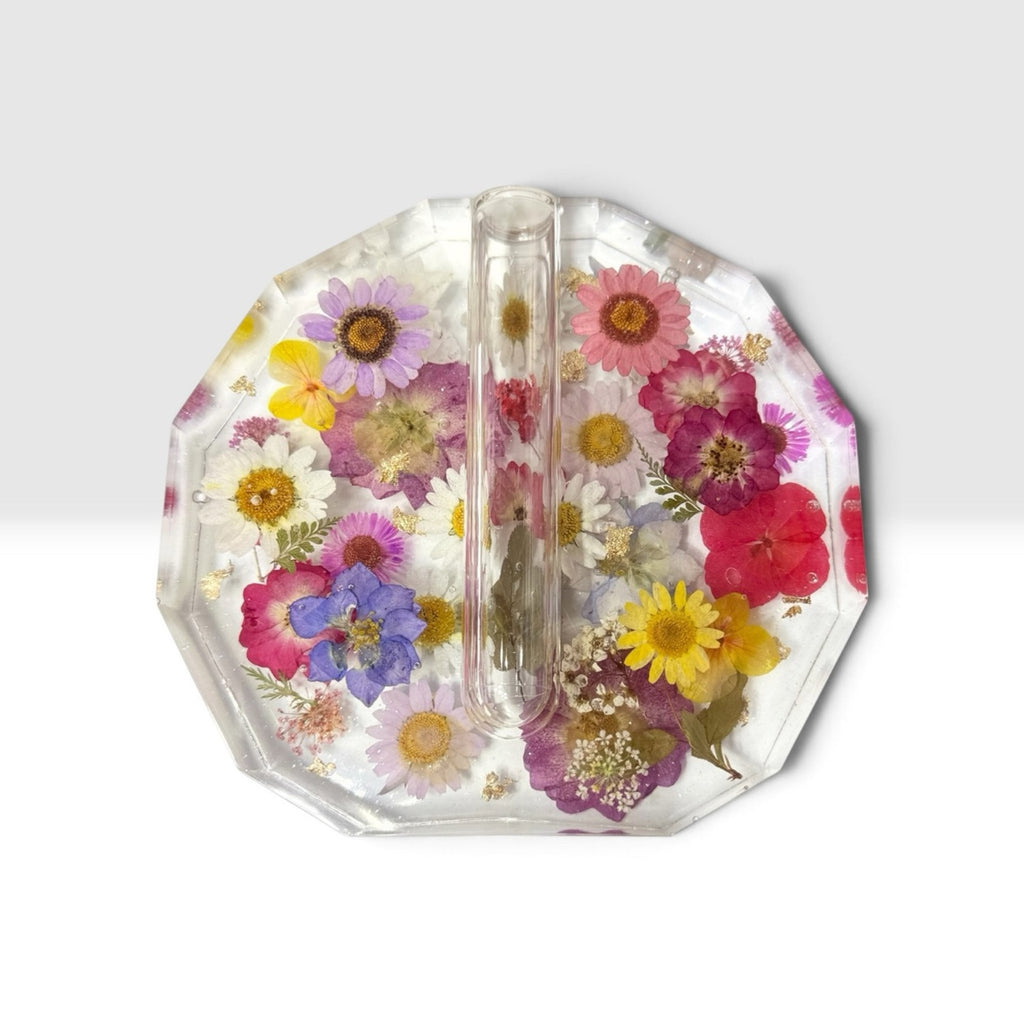 Handmade Pressed Flower Bud Vase | Real Dried Flowers in Crystal Clear Resin |