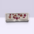 Handcrafted Resin Floral Vanity Tray Pink Pressed Flowers Sparkle Decor