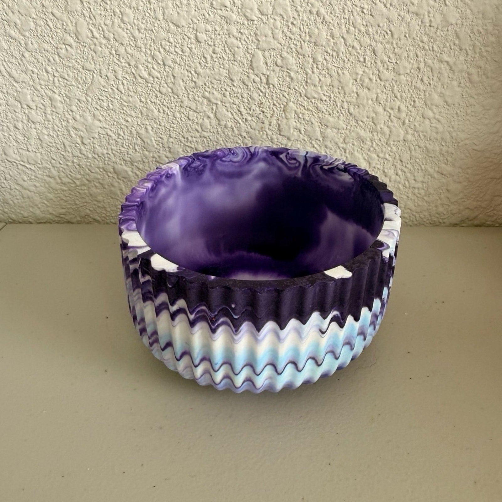 Handmade Eco Resin Bowl | Purple Marbled Catch-All | Modern Decorative Bowl