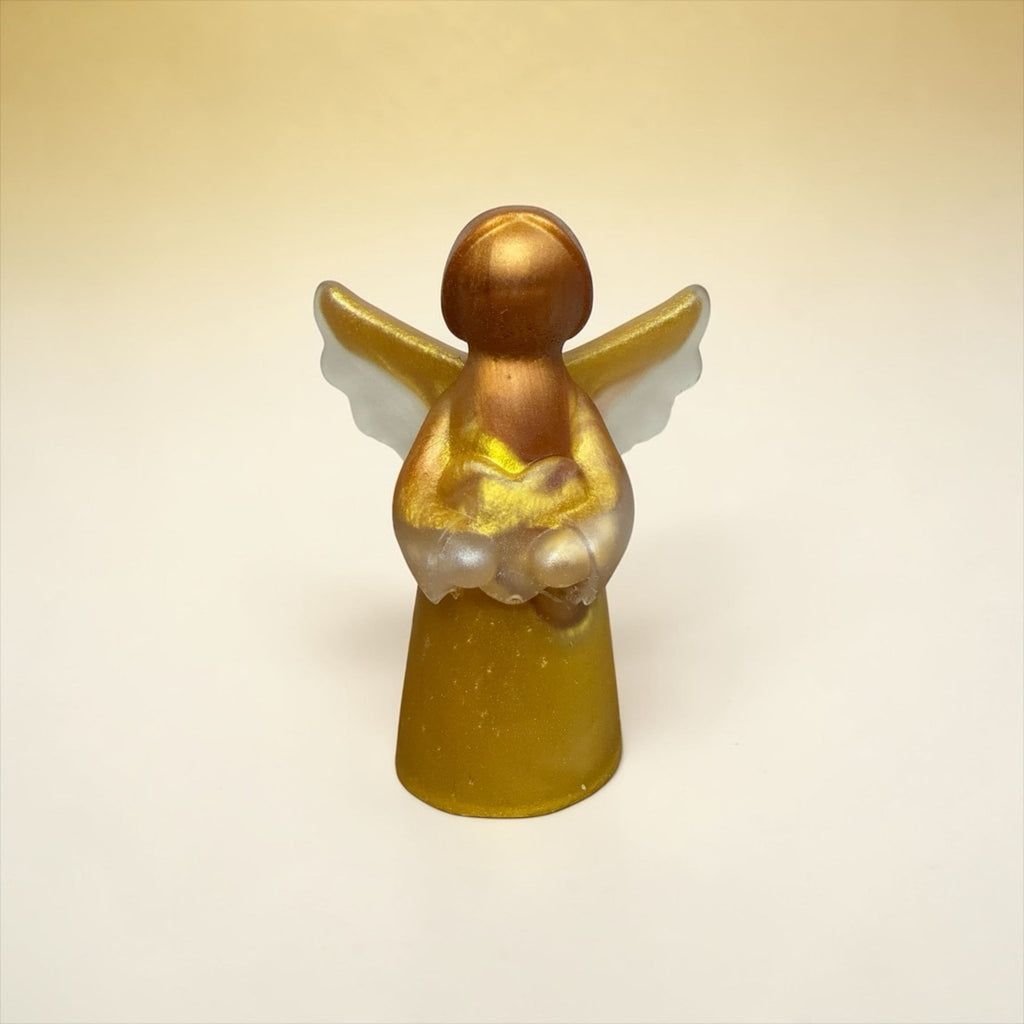 Handcrafted Epoxy Resin Angel Shelf Sitter • Gold Angel Figurine Decor Spiritual