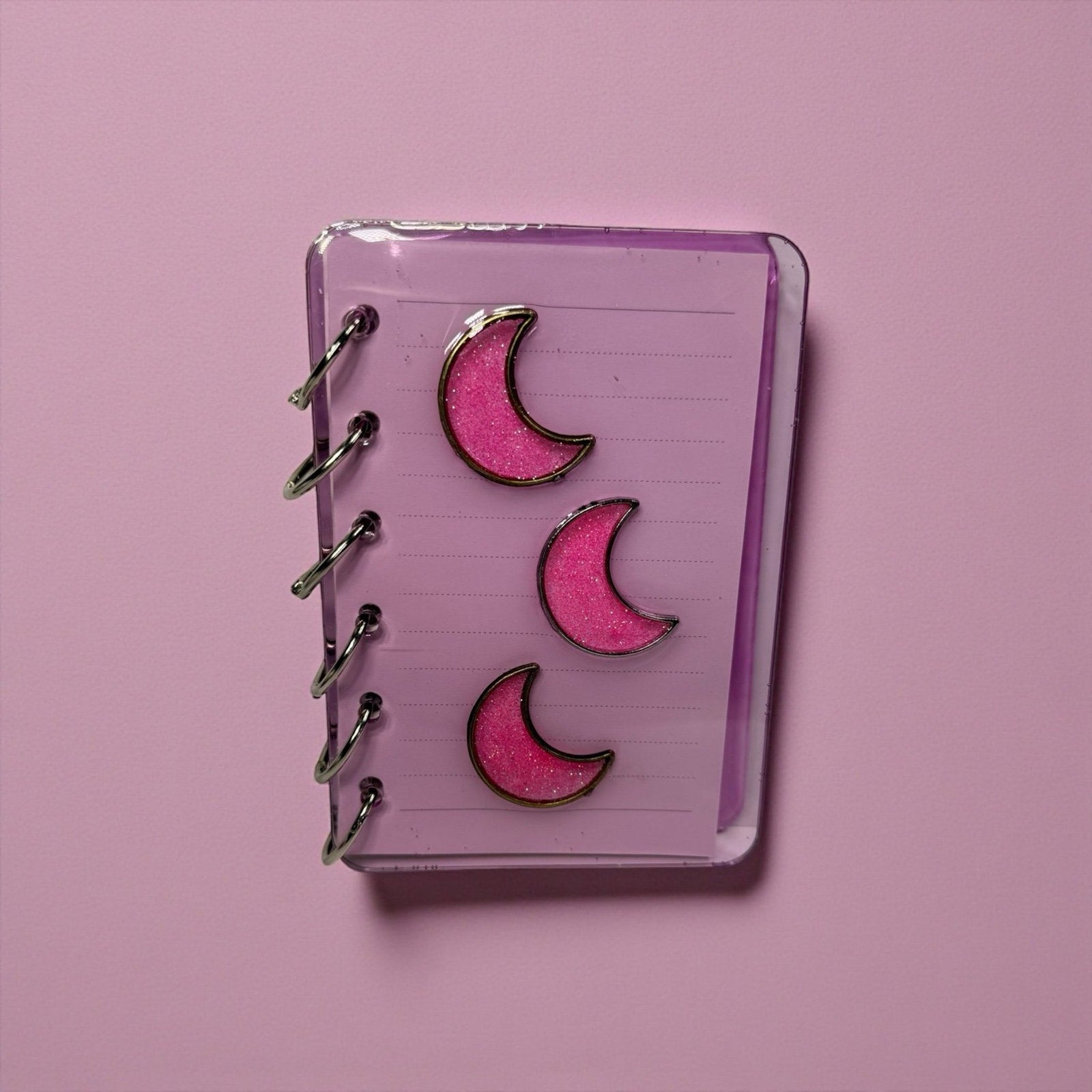 Handmade Resin Notebook Set A7 Moon Celestial w/ Handmade Pens and Bookmarks