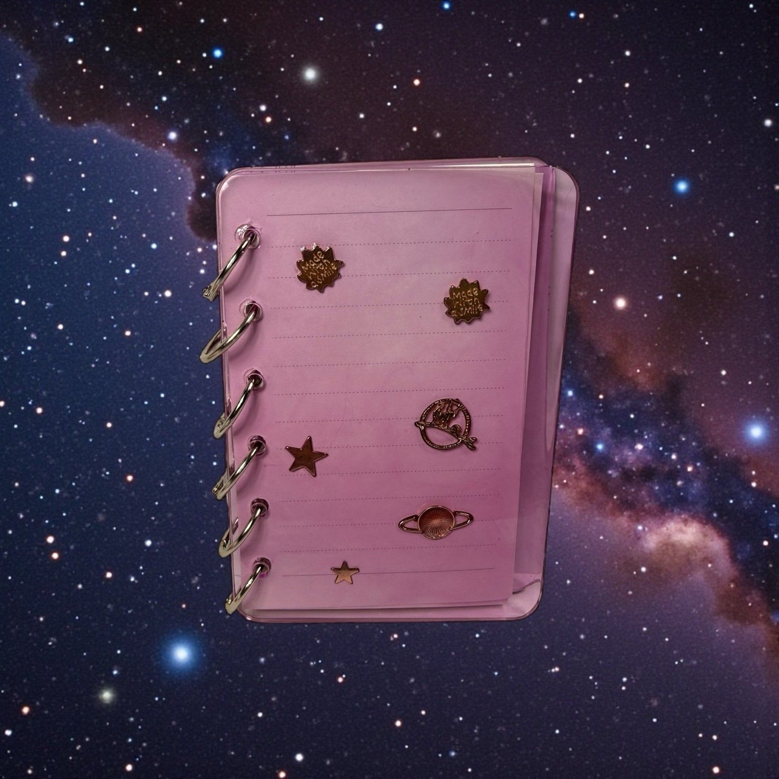 Handmade Resin Notebook Set A7 Moon Celestial w/ Handmade Pens and Bookmarks