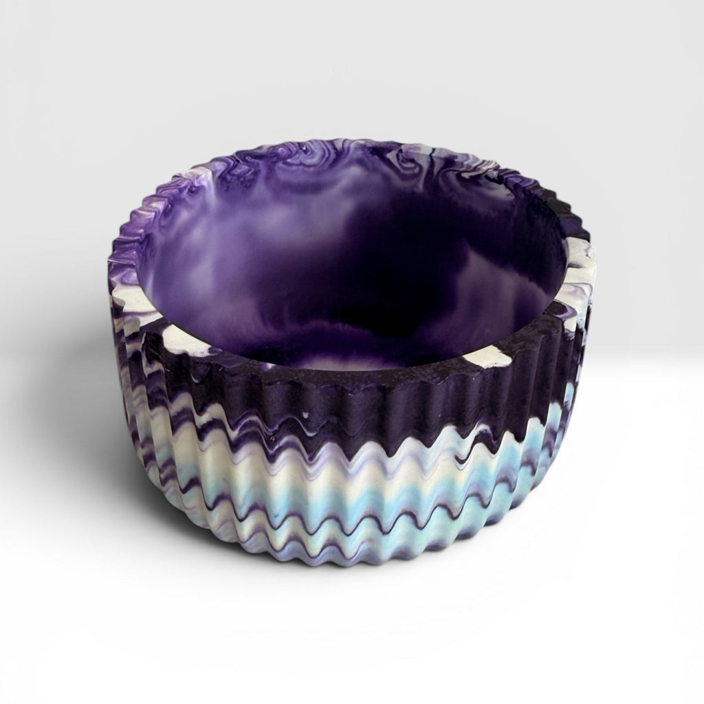Handmade Eco Resin Bowl | Purple Marbled Catch-All | Modern Decorative Bowl