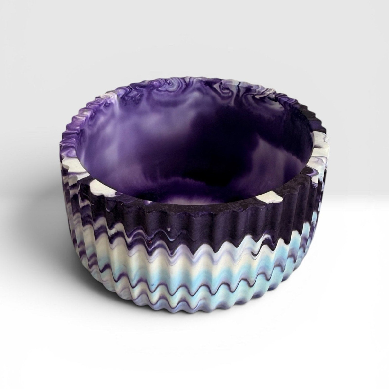 Handmade Eco Resin Bowl | Purple Marbled Catch-All | Modern Decorative Bowl