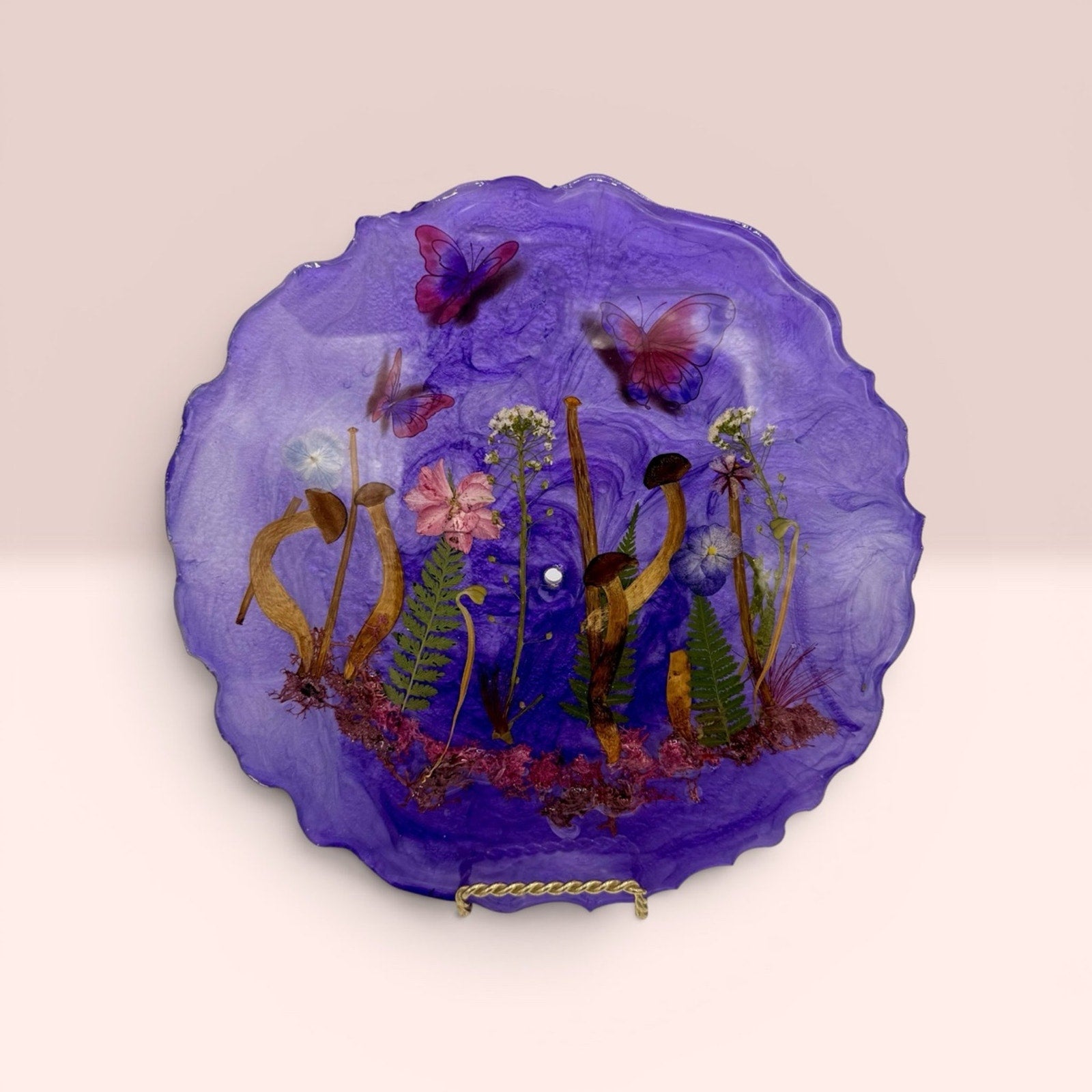 Hidden Grove Tiered Stand | Handcrafted Woodland Resin Display Tray | Botanical