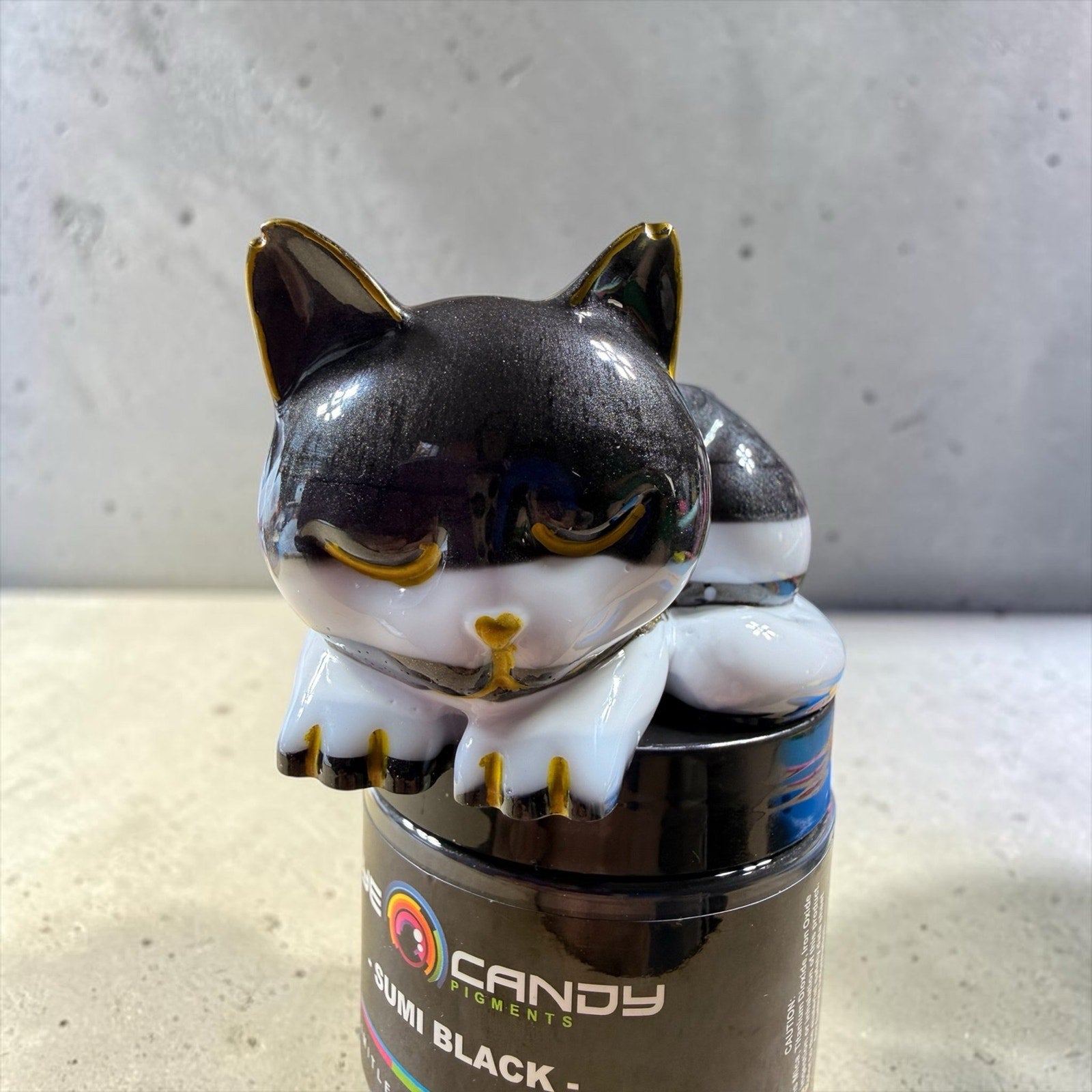 Handcrafted Sleeping Cat Candle Holder | Resin Cat Decor Catchall Cat Lover