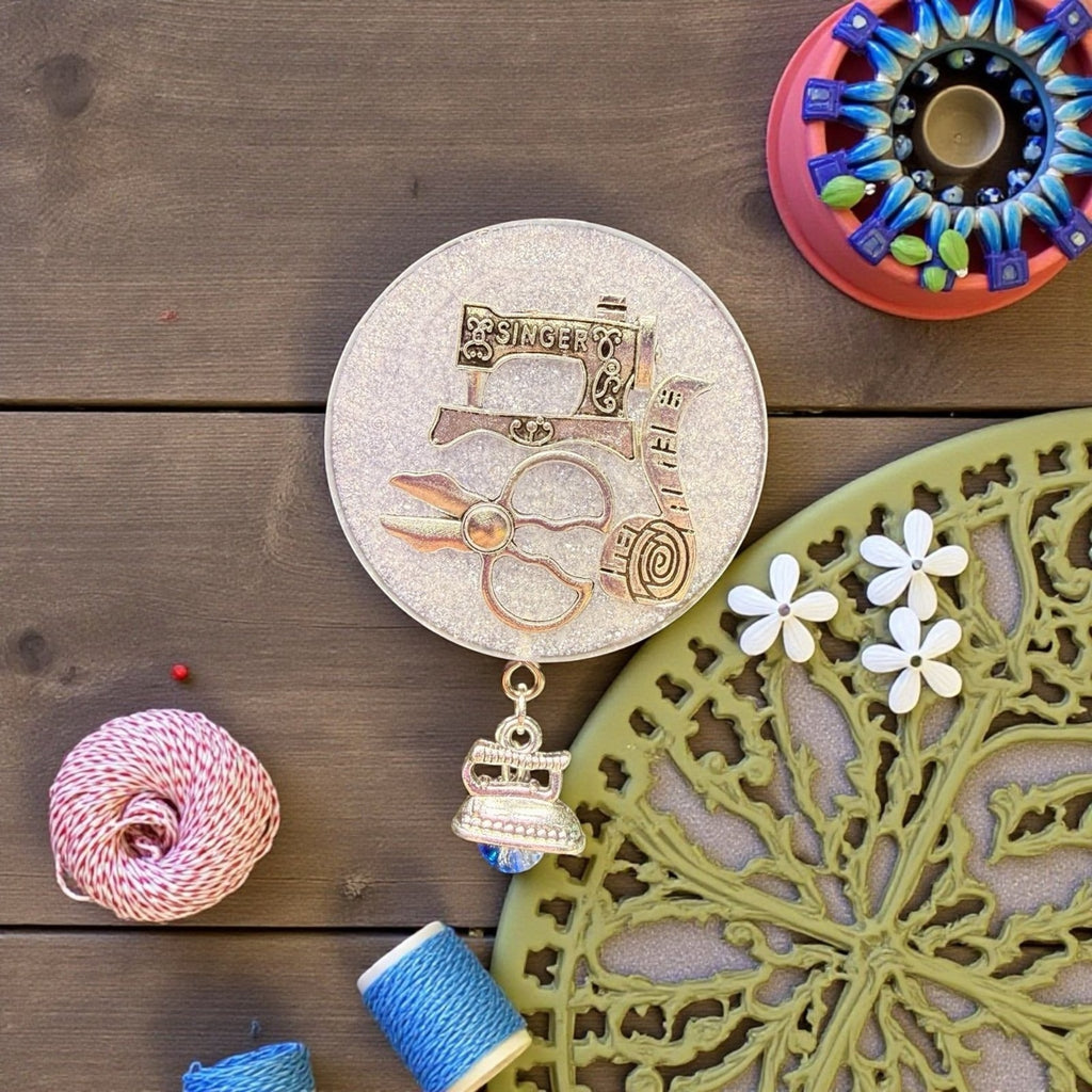 Handmade Resin Sewing Magnet Singer Machine Scissors Dangle Charm Gift
