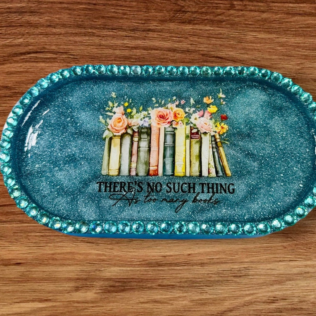 Book Lover Trinket Tray Epoxy Resin Jewelry Dish Reader Gift Decor Moms Day