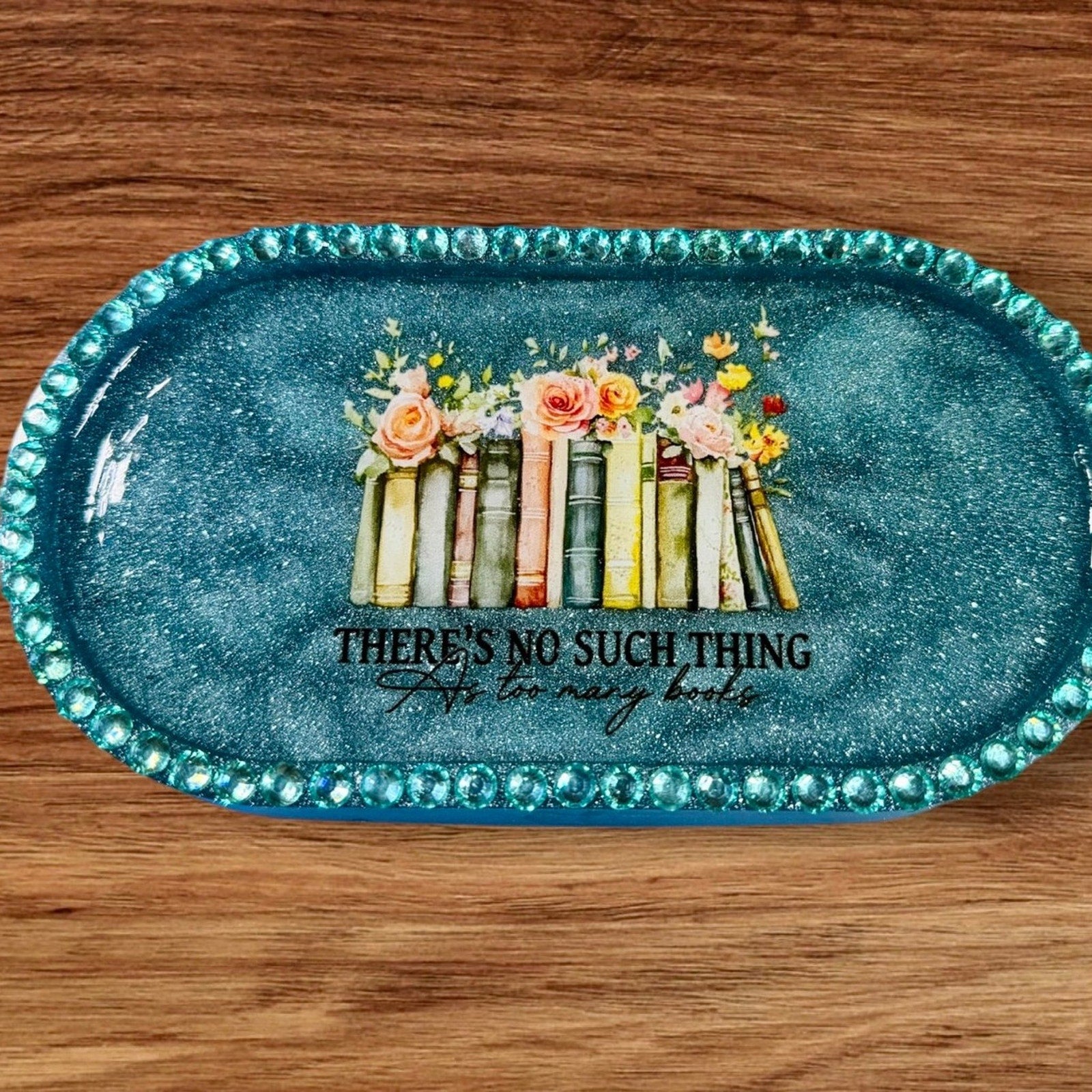 Book Lover Trinket Tray Epoxy Resin Jewelry Dish Reader Gift Decor Moms Day