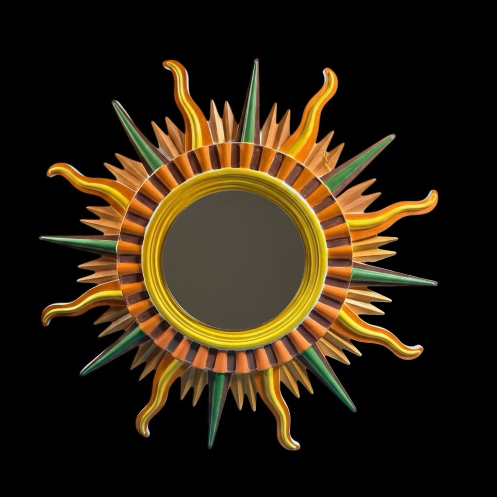 Sunburst Mirror 70s Retro Wall Decor Boho Statement Piece Eco Resin Handcrafted