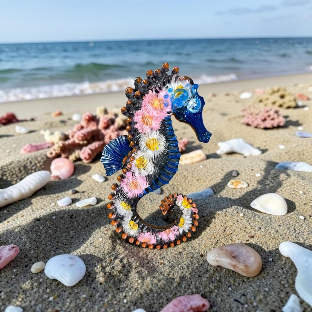 Tideborn Seahorse | Handcrafted Resin Coastal Wall Art | Sculptural Ocean Décor
