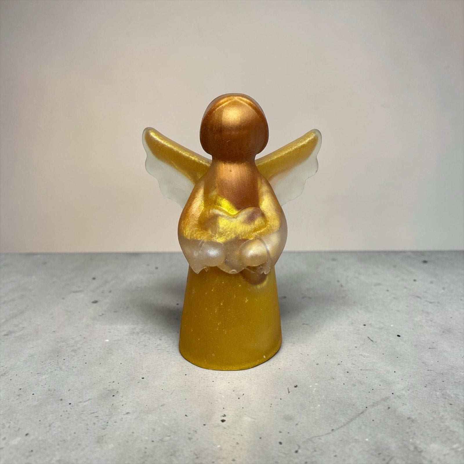 Handcrafted Epoxy Resin Angel Shelf Sitter • Gold Angel Figurine Decor Spiritual