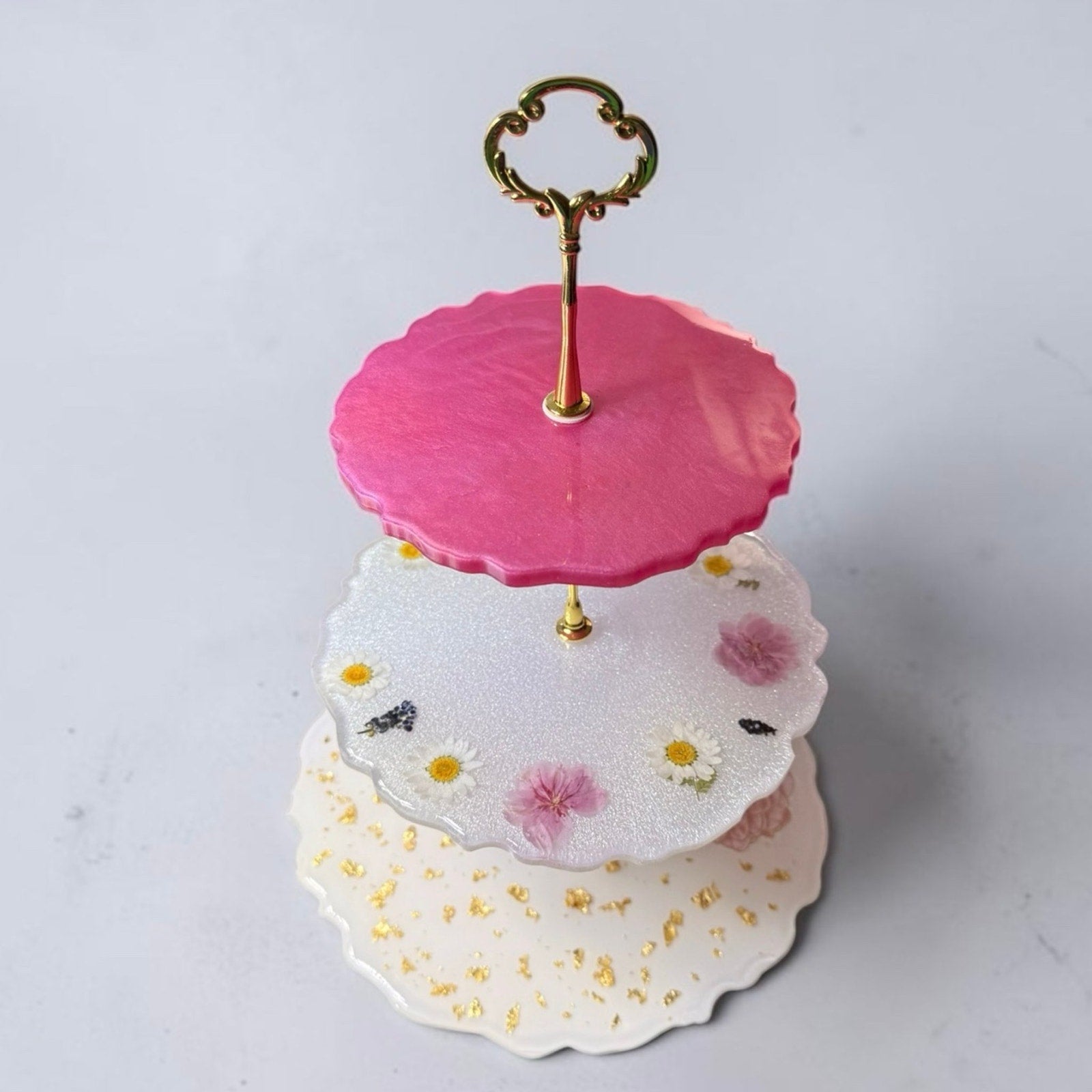 Handmade 3 Tier Resin Tray | Pressed Flower Stand | Jewelry Dessert Tea Party De