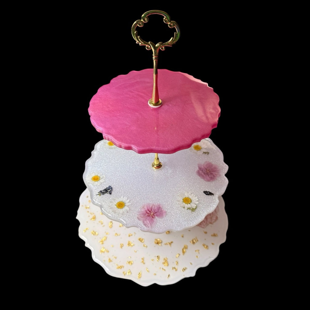 Handmade 3 Tier Resin Tray | Pressed Flower Stand | Jewelry Dessert Tea Party De