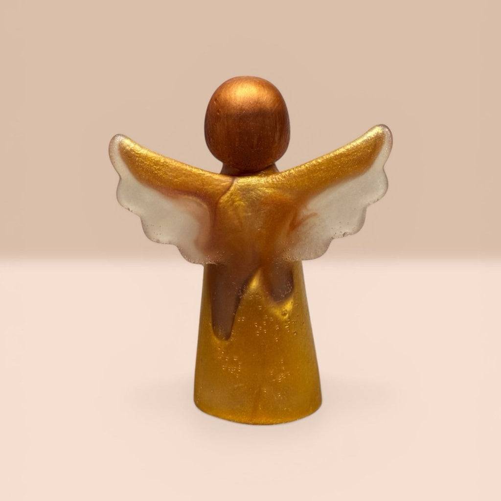 Handcrafted Epoxy Resin Angel Shelf Sitter • Gold Angel Figurine Decor Spiritual